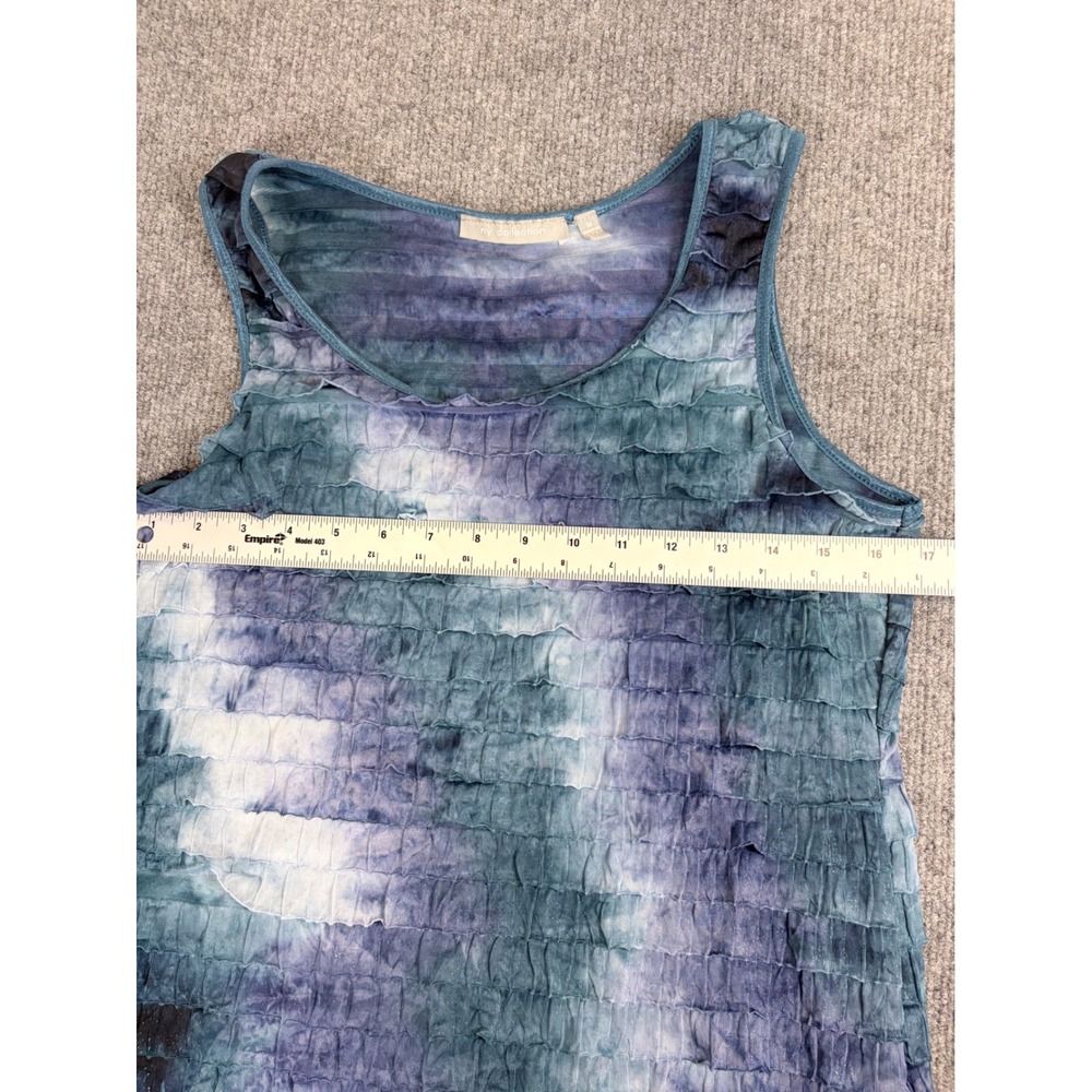 NY Collection Womens Blue Purple Tie Dye Ruffle Tiered Tank Top Shimmer M - Picture 4 of 10